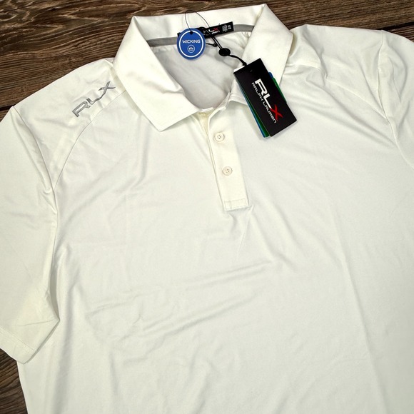 RLX Ralph Lauren Mens Polo Size Shirt XXL White Wicking Performance Golf NWT